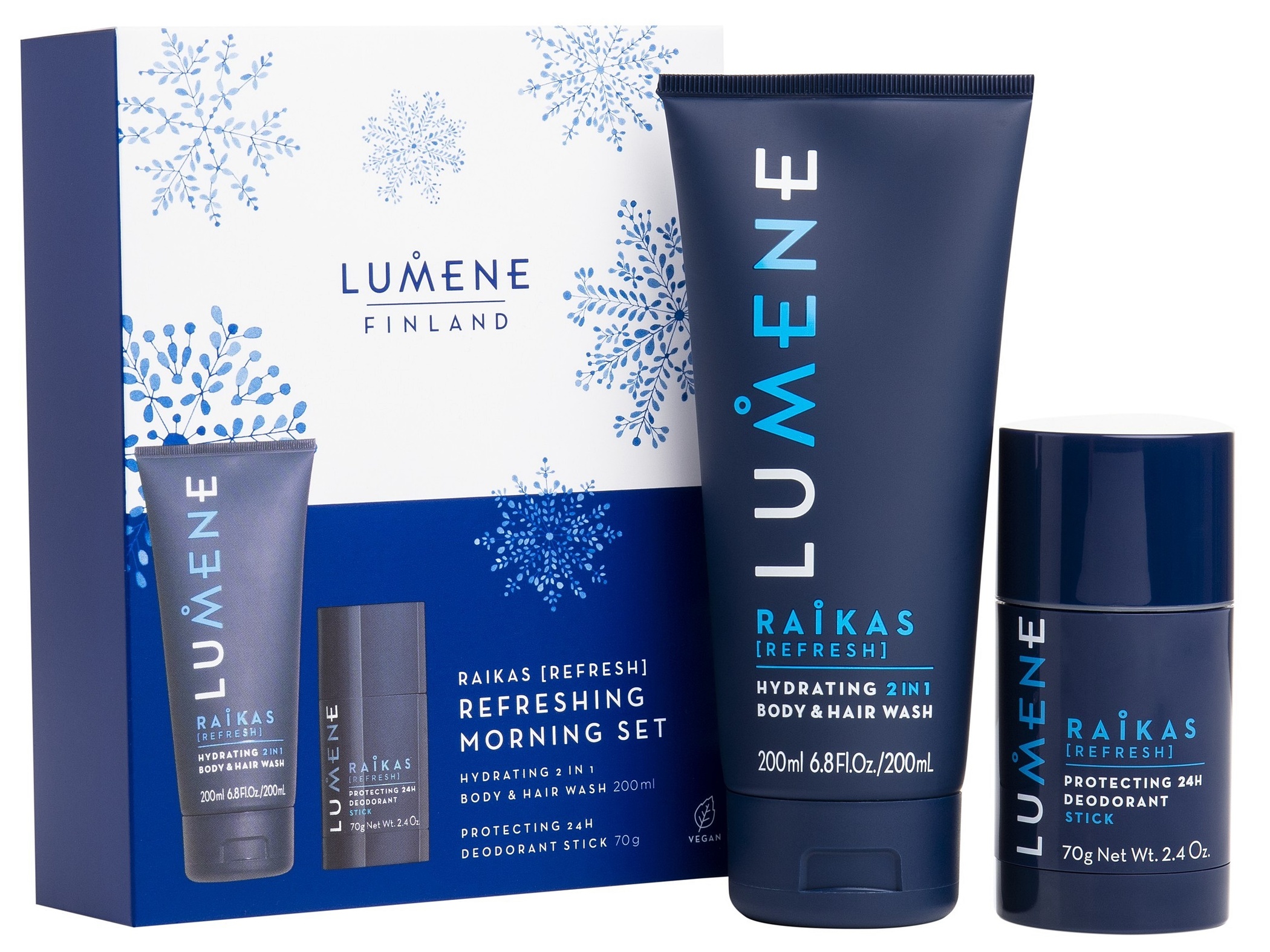 Lumene Raikas Refreshing Morning Set zestaw dla mężczyzn płyn do mycia ciała i włosów+dezodorant w sztyfcie