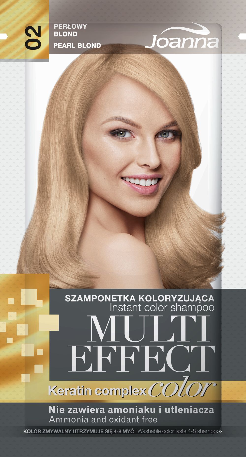 Joanna Multi Effect Szamponetka koloryzująca 02 Perłowy Blond, 30g 