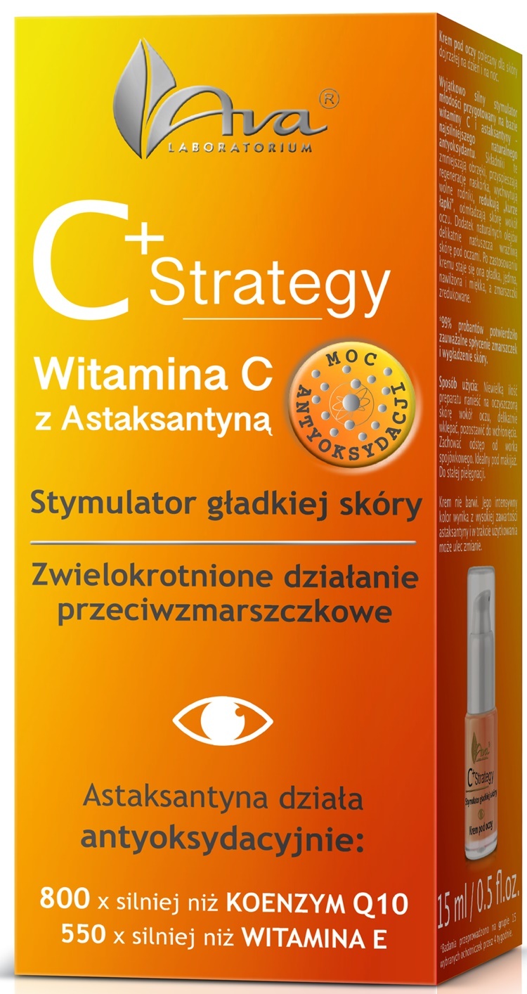 Ava C+ Strategy stymulator gładkiej skóry krem pod oczy z witaminą C i Astaksantyną, 15 ml